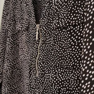 Long sleeve chiffon dress shirt with gold zipper